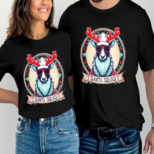 Santa Squad Cool Rendier glazen feestelijk T-shirt
