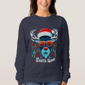 Santa Squad Cool Rendier met glazen feestelijk Trui (Voorkant)