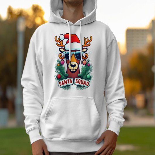 Santa Squad Cool Rendier met glazen Kerstmis Hoodie