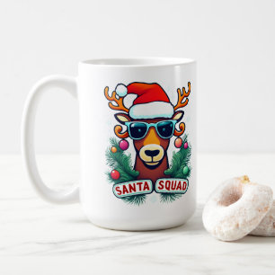 Santa Squad Cool Rendier met glazen Kerstmis Koffiemok