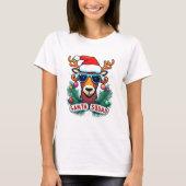 Santa Squad Cool Rendier met glazen Kerstmis T-shirt (Voorkant)