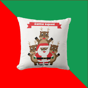 Santa Squad Grappig Rendier Zwarte Sinterklaas Kussen
