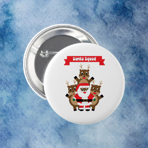 Santa Squad Grappig Rendier Zwarte Sinterklaas Ronde Button 5,7 Cm