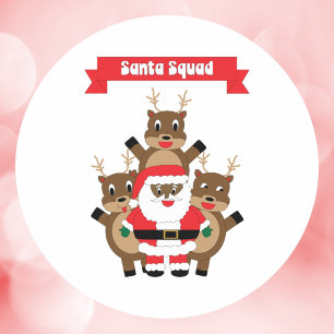 Santa Squad Kerst Reindeer Zwarte Kerstman Ronde Sticker
