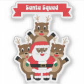 Santa Squad Kerst Reindeer Zwarte Kerstman Sticker (Voorkant)