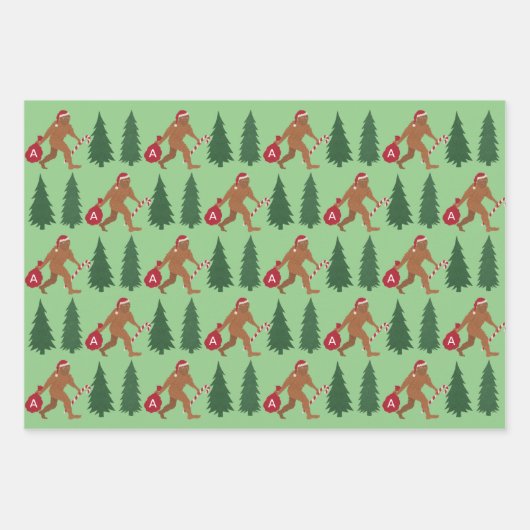 Santa Squatch Cute Assortment Funny Kerstmis Inpakpapier Vel (Voorkant 2)