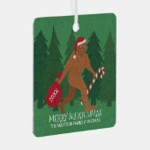 Santa Squatch Funny Kerstmis, dubbelzijdig Metalen Ornament (Voorkant Rechts)