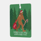 Santa Squatch Funny Kerstmis, dubbelzijdig Metalen Ornament (Voorkant links)