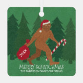 Santa Squatch Funny Kerstmis, dubbelzijdig Metalen Ornament (Achterkant)