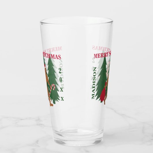 Santa Squatch Funny Kerstmis Gepersonaliseerde Gee Glas (Rechts)