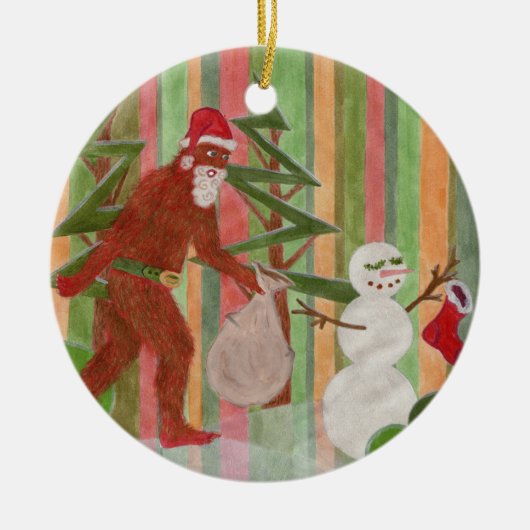 Santa-Squatch: Ik geloof Keramisch Ornament (Voorkant)