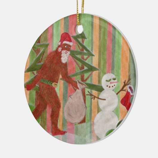 Santa-Squatch: Ik geloof Keramisch Ornament (Links)