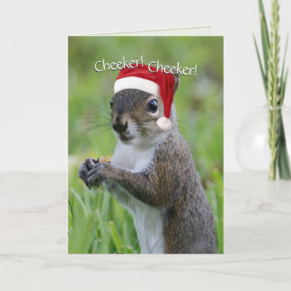 Santa Squirrel™ Cheeker! Cheeker! Christmas Feestdagen Kaart