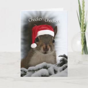 Santa Squirrel Cheeker! Cheeker! Kerstmis Feestdagen Kaart
