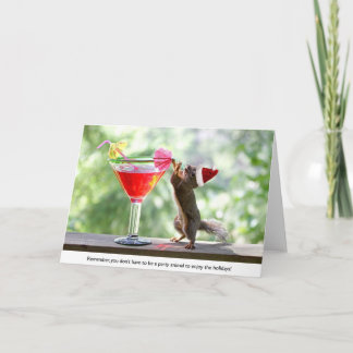 Santa Squirrel Drink een cocktail Feestdagen Kaart