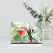 Santa Squirrel Drink een cocktail Feestdagenkaart (Staand voorkant)