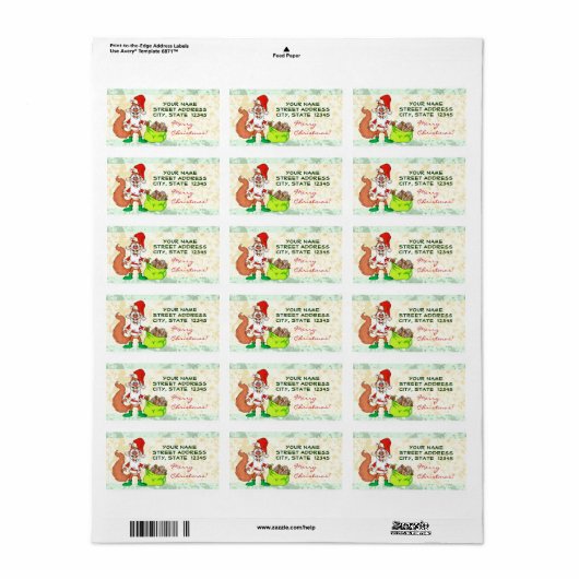 Santa Squirrel Etiket (Full Sheet)