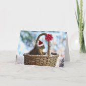 Santa Squirrel in sneeuw Feestdagen Kaart (Voorkant)