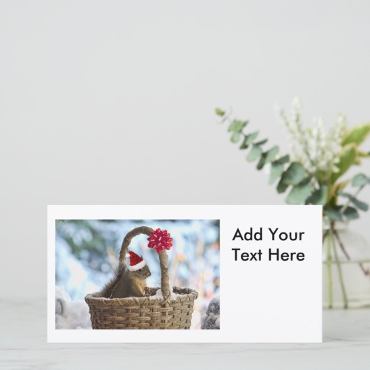 Santa Squirrel in sneeuw Feestdagenkaart (Staand voorkant)