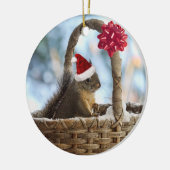 Santa Squirrel in sneeuw Keramisch Ornament (Links)