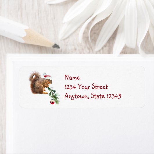 Santa Squirrel Return-adreslabels Etiket (Insitu)