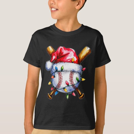 Santa Srts Design For Men Boys Christmas Baseball  T-shirt (Voorkant)