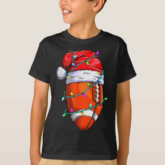 Santa Srts Design For Men Boys Christmas Football  T-shirt (Voorkant)