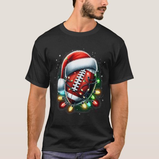 Santa Srts Design For Men Boys Christmas Football  T-shirt (Voorkant)