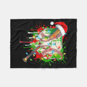 Santa Srts Ice Baseball Christmas Xmas Pajama Kid  Fleece Deken (Voorkant (Horizontaal))