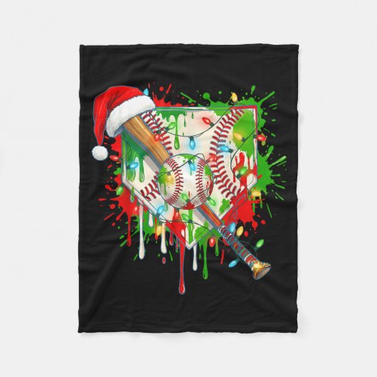 Santa Srts Ice Baseball Christmas Xmas Pajama Kid  Fleece Deken (Voorkant)