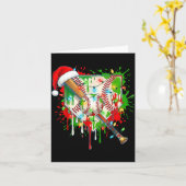 Santa Srts Ice Baseball Christmas Xmas Pajama Kid Kaart (Gele Bloem)