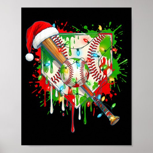 Santa Srts Ice Baseball Christmas Xmas Pajama Kid  Poster (Voorkant)
