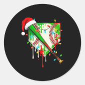 Santa Srts Ice Baseball Christmas Xmas Pajama Kid  Ronde Sticker (Voorkant)