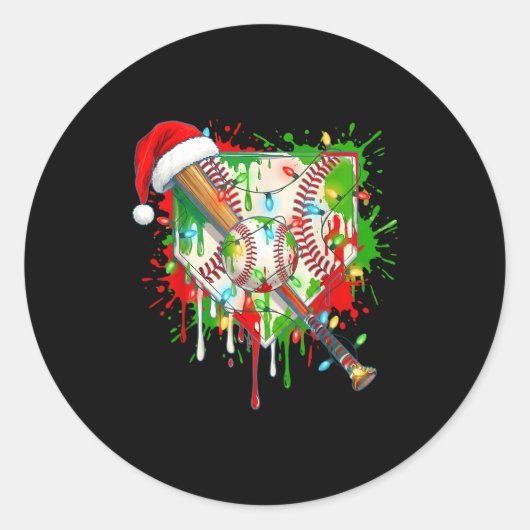 Santa Srts Ice Baseball Christmas Xmas Pajama Kid  Ronde Sticker (Voorkant)