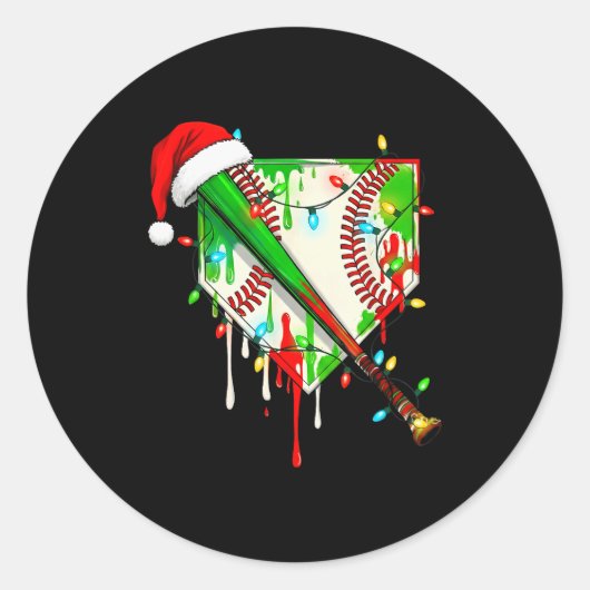 Santa Srts Ice Baseball Christmas Xmas Pajama Kid  Ronde Sticker (Voorkant)