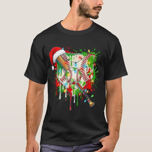 Santa Srts Ice Baseball Christmas Xmas Pajama Kid  T-shirt (Voorkant)