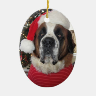 Santa St. Bernard Oval kerstversiering Keramisch Ornament