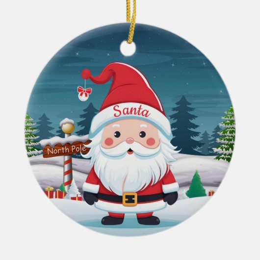 Santa, St Nicholas Kris Kringle Father Xmas 🎄🎅🏼 Keramisch Ornament (Voorkant)