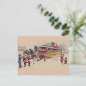 SANTA STAAT OP HET  ONTWERP VAN DE TREIN FEESTDAGENKAART (Staand voorkant)