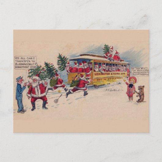 SANTA STAAT OP HET  ONTWERP VAN DE TREIN FEESTDAGENKAART (Voorkant)