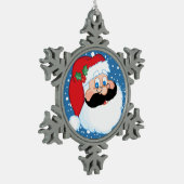 Santa Stache Tin Sneeuwvlok Ornament (Links)
