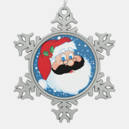 Santa Stache Tin Sneeuwvlok Ornament