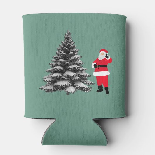 Santa standing near pine tree blikjeskoeler (Achterkant)