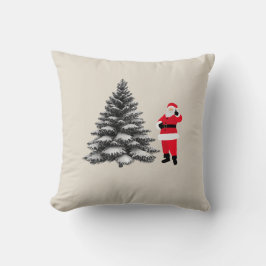Santa standing near pine tree kussen