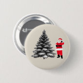 Santa standing near pine tree ronde button 5,7 cm (Voorkant /achterkant)