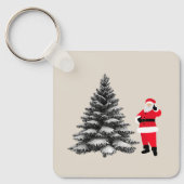 Santa standing near pine tree sleutelhanger (Voorkant)