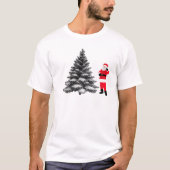 Santa standing near pine tree t-shirt (Voorkant)