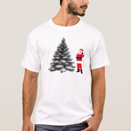 Santa standing near pine tree t-shirt