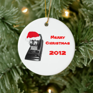 Santa Stapler Merry Kerstmis 2010 Keramisch Ornament
