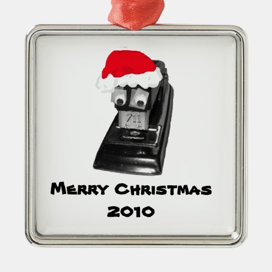 Santa Stapler Merry Kerstmis 2010 Metalen Ornament (Voorkant)